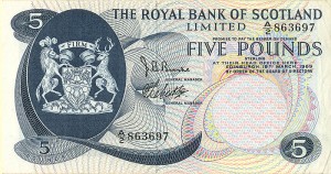 Scotland - 5 Pounds - P-330 - 1969 dated Foreign Paper Money